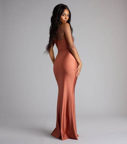 Cheryl Strapless Slit Mermaid Formal Dress