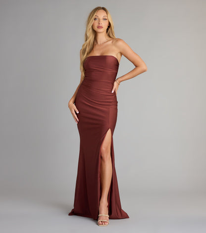 Cheryl Strapless Slit Mermaid Formal Dress