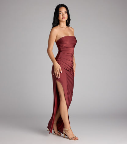 Anisley Strapless High Slit Column Formal Dress