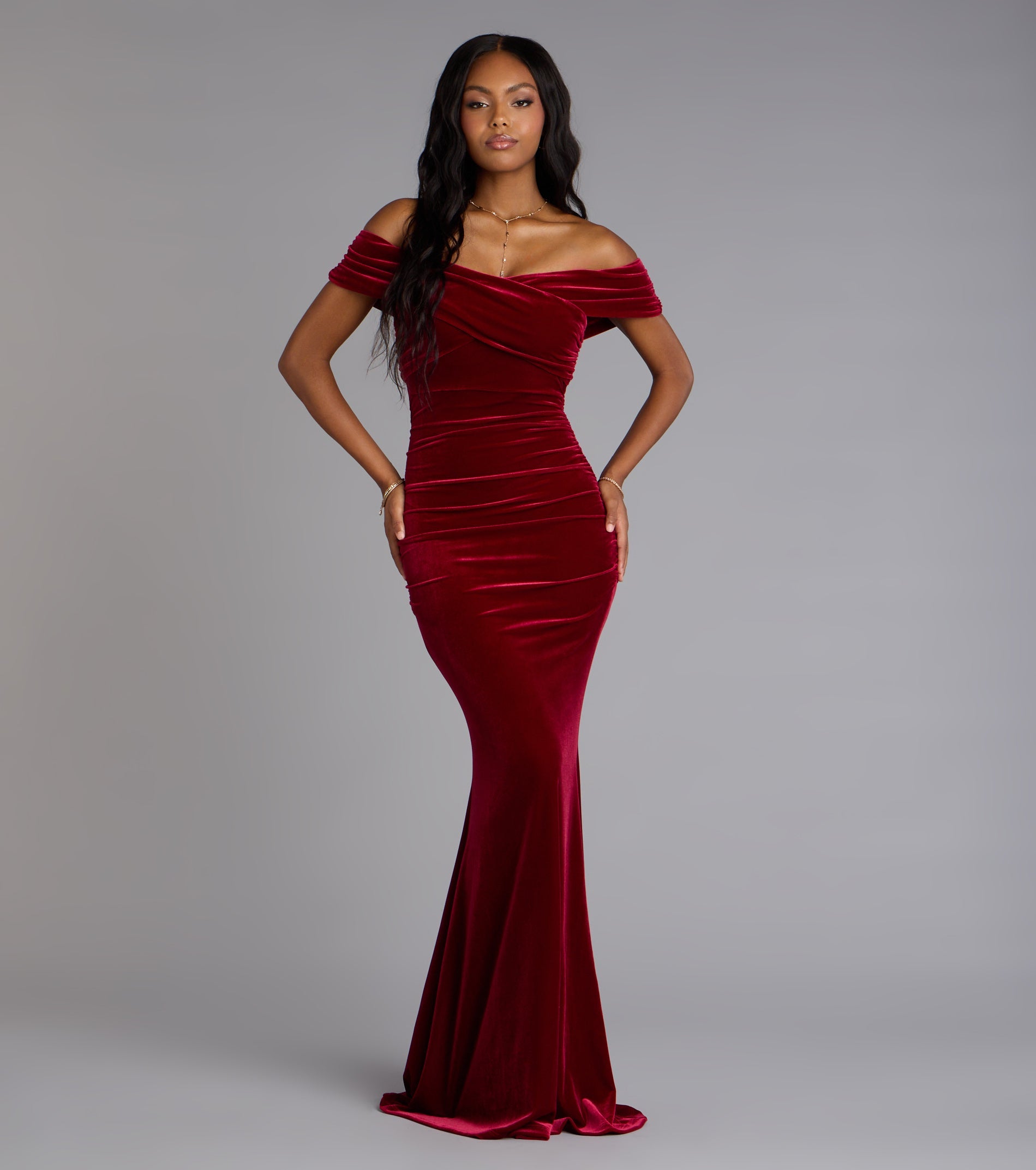 Gemma Velvet Off-The-Shoulder Mermaid Dress