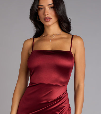 Mayra Formal Satin Slit Long Dress