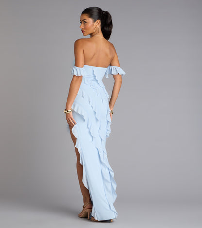 Cecilia Off-The-Shoulder Ruffle Formal Dress