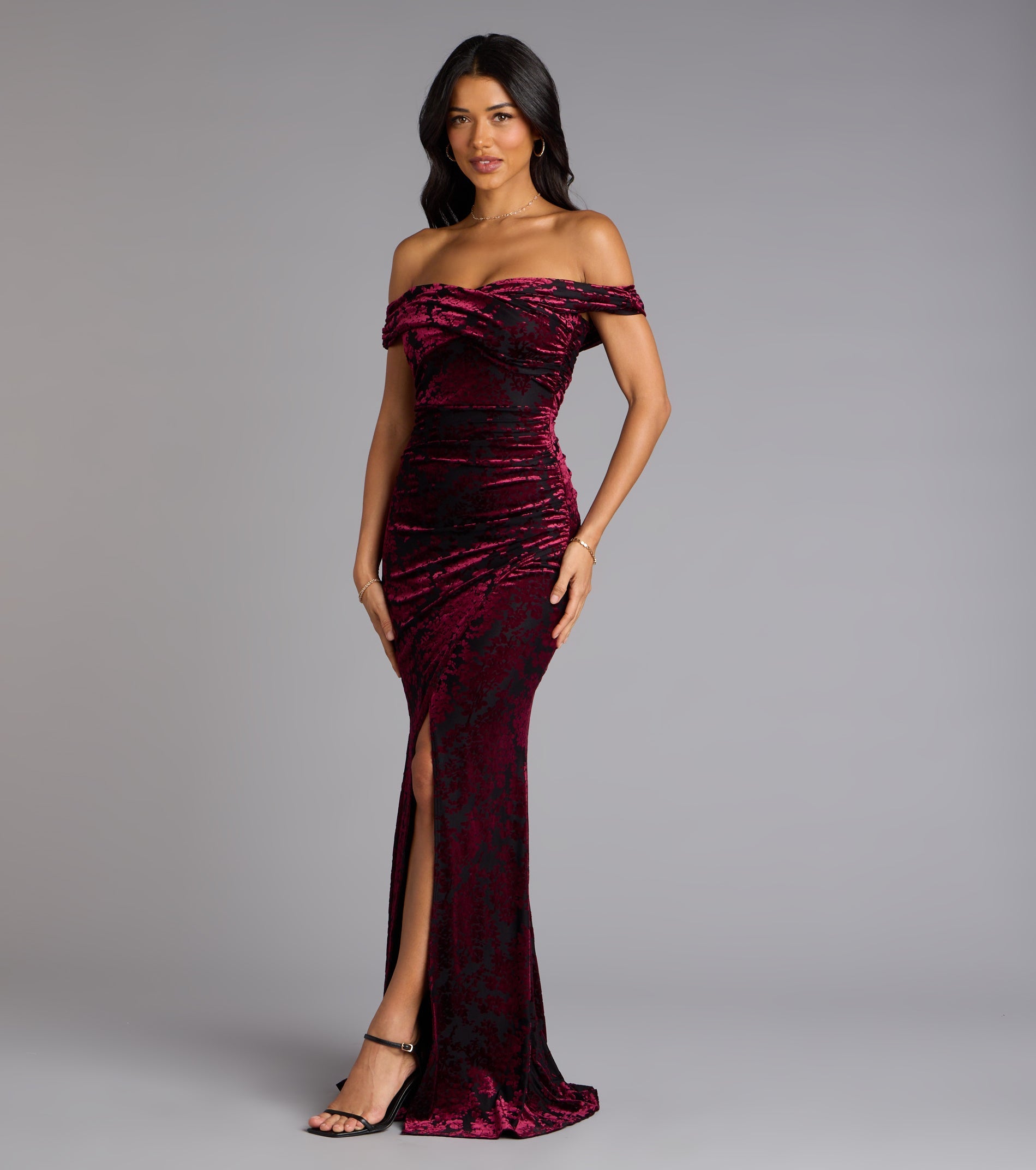 Sylvia Velvet Off-The-Shoulder Formal Dress