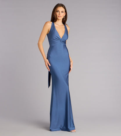 Adrianne Plunge Bow Mermaid Formal Dress