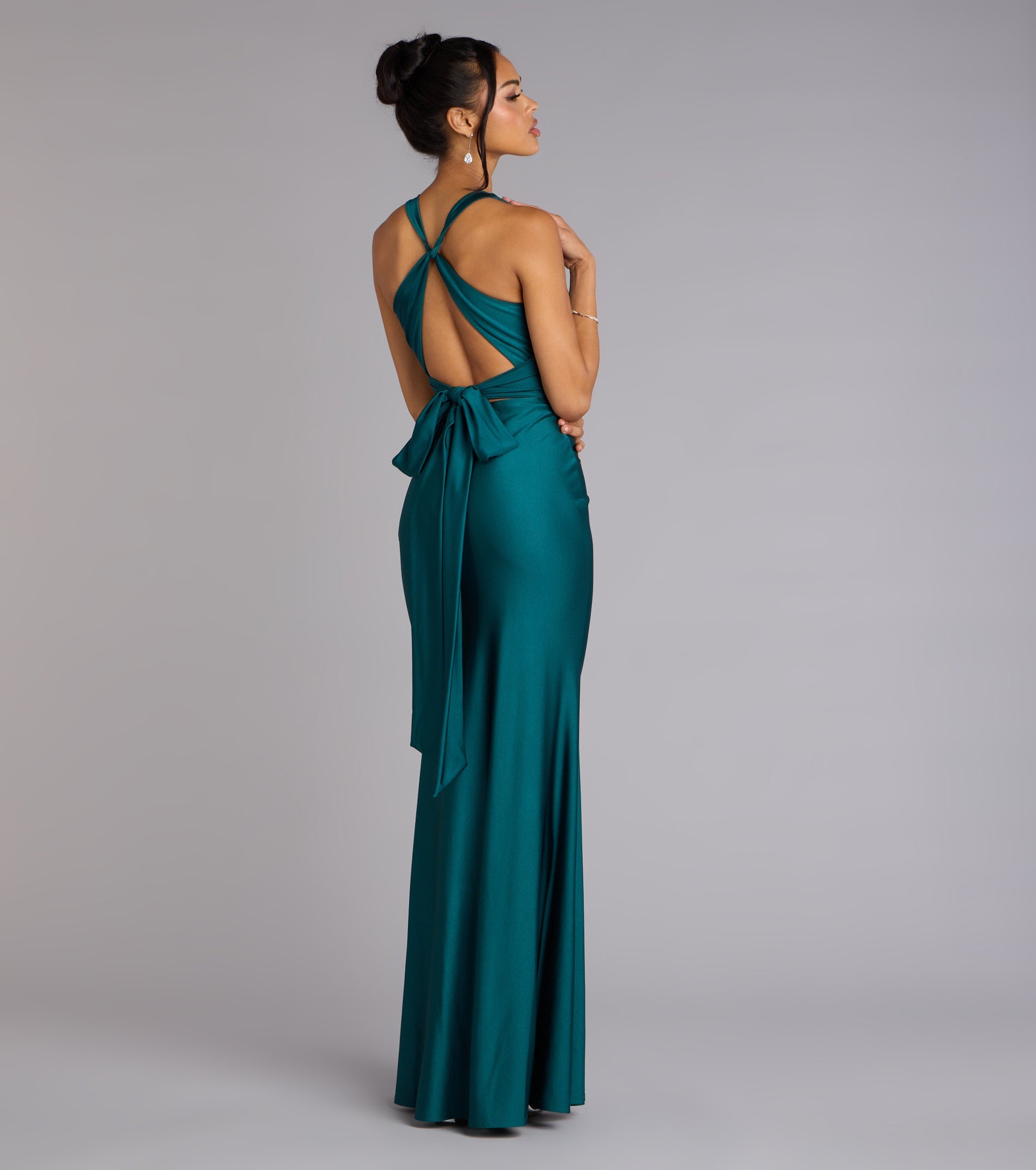 Adrianne Plunge Bow Mermaid Formal Dress