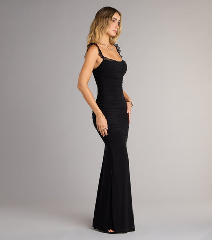 Morgana Lace-Up Ruched Mermaid Dress