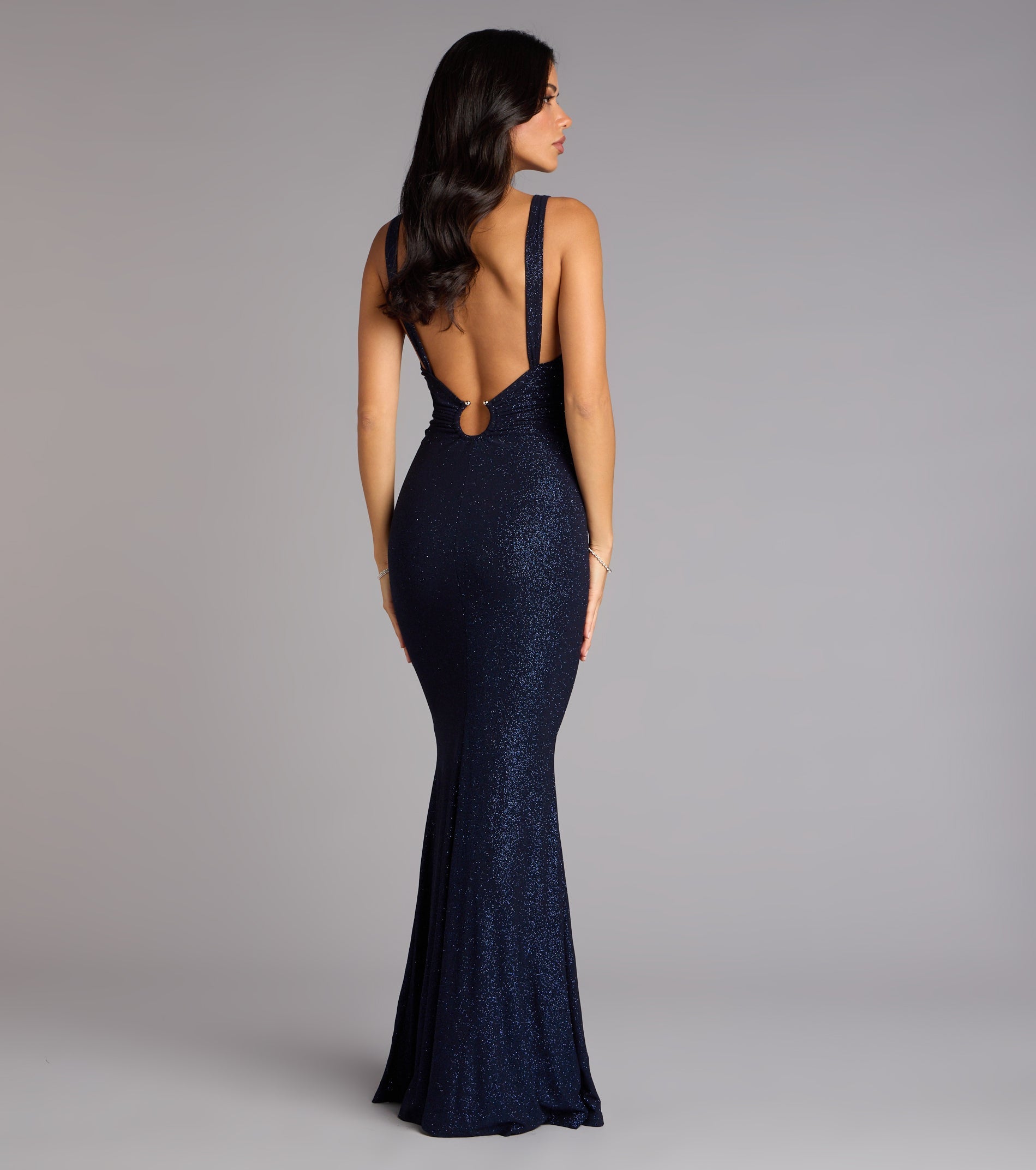Bailey Glitter Low Back Mermaid Formal Dress