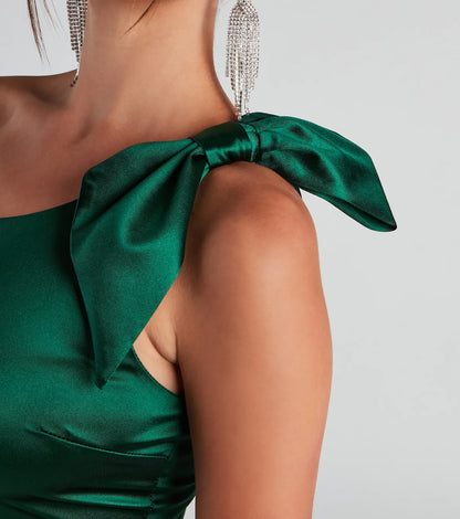 Delana Formal One-Shoulder Satin Dress