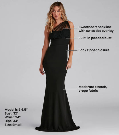 Dakota Formal One-Shoulder Swiss Dot Dress