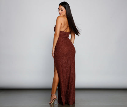 Leann Formal High Slit Glitter Dress
