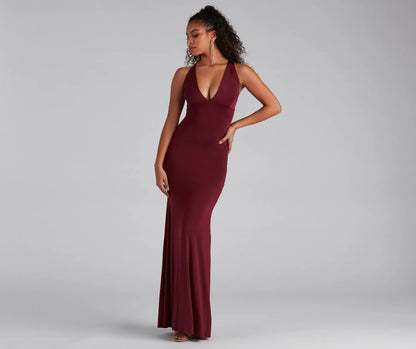 Kelsey Halter Lace-Up Mermaid Dress