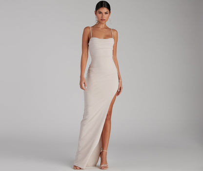 Lola High Slit Crepe Dress