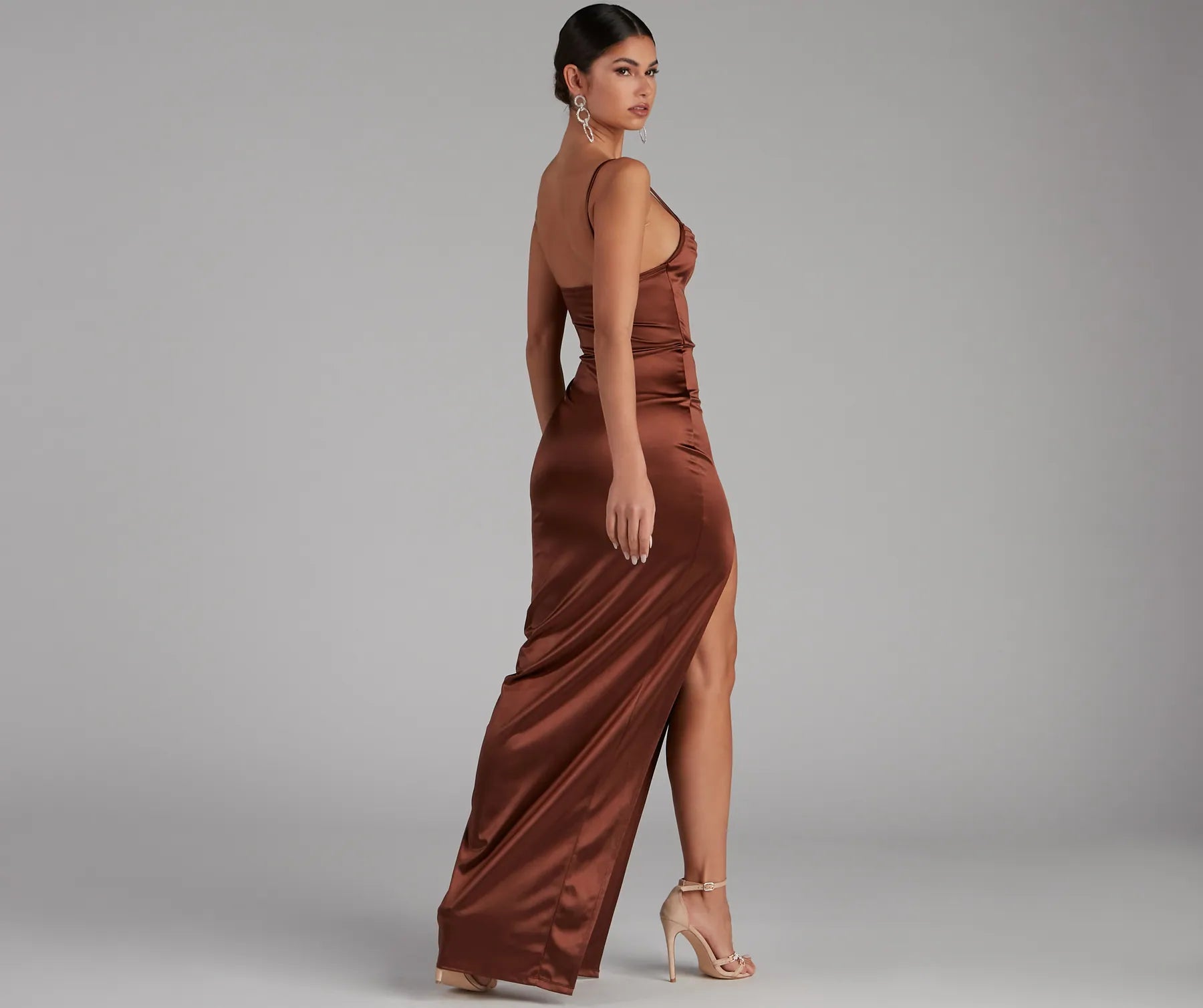 Lala High Slit Satin Formal Dress