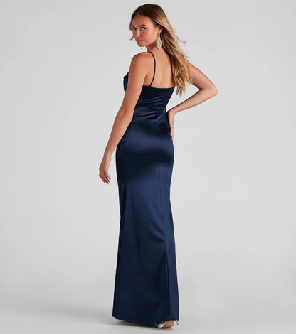 Ciara Sleeveless Satin Formal Dress