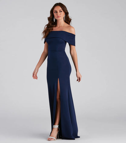 Coralie Off Shoulder Front Slit Dress