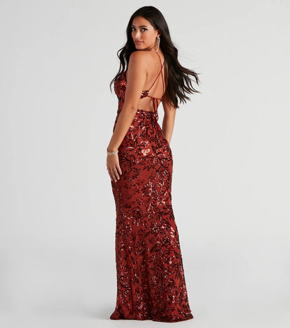 Marleigh Formal Sequin Scroll Dress