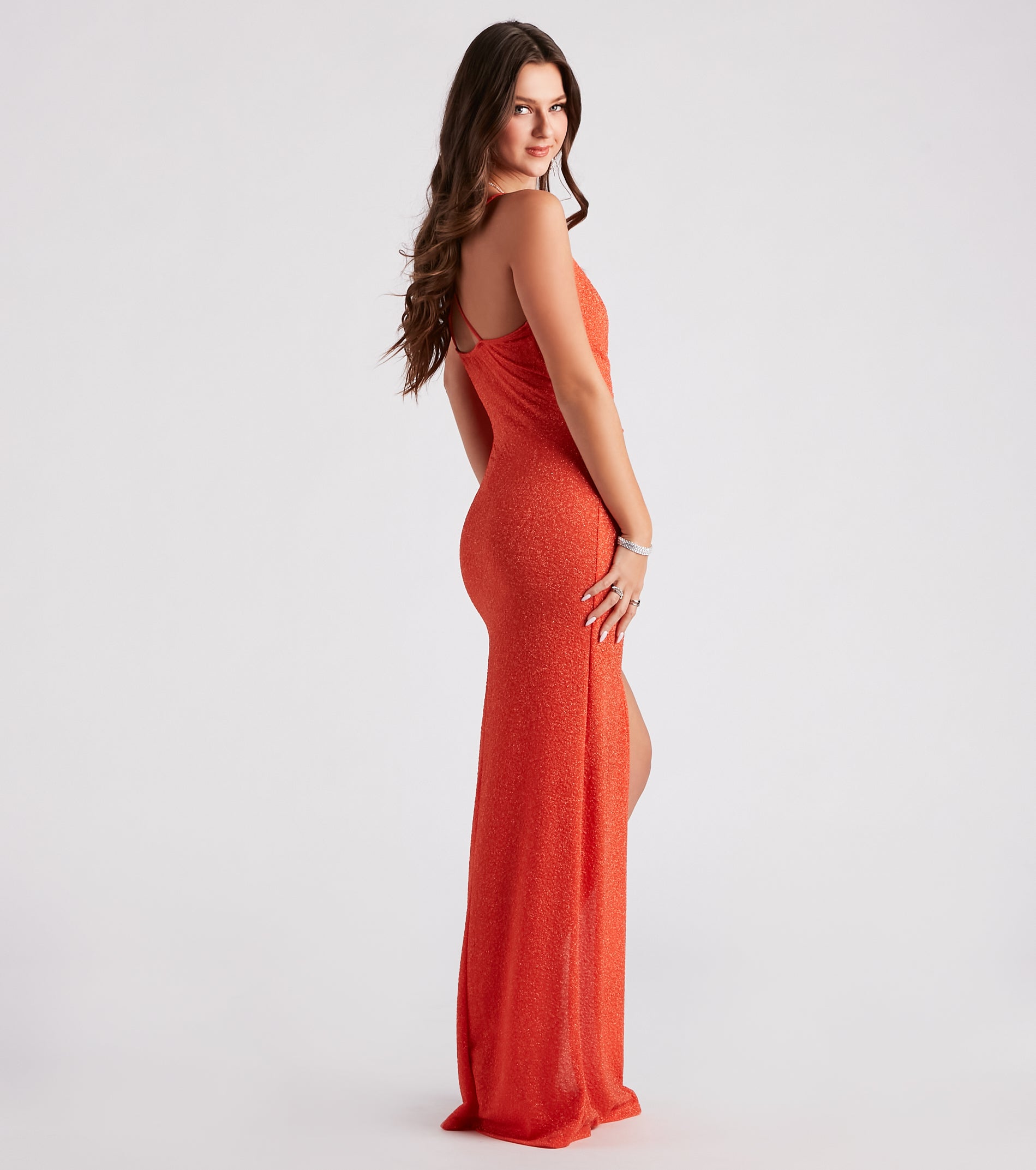 Leann Formal High Slit Glitter Dress