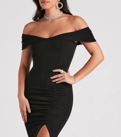 Samantha Formal Crepe Slit Dress