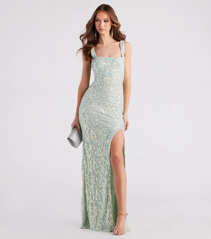 Jovie Formal Sequin Slit Mermaid Long Dress