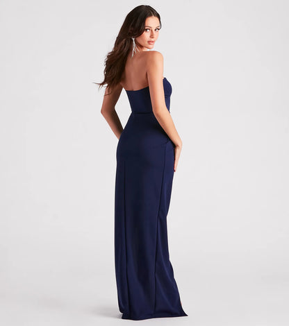 Whittney Strapless High Slit Formal Dress