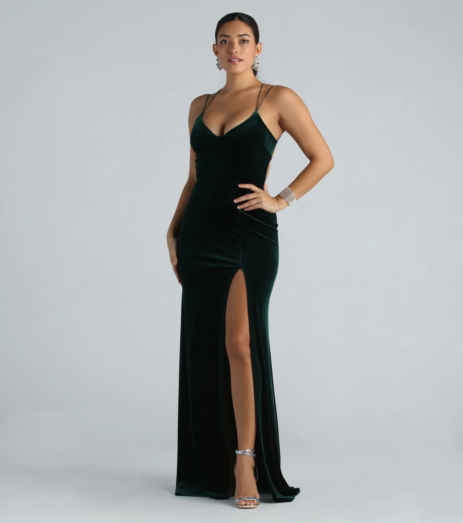 Vega Formal High Slit Velvet Dress