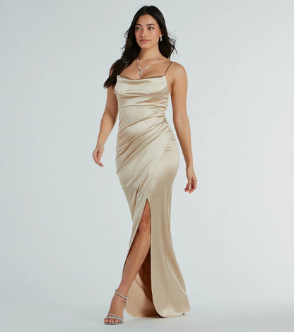 Annabelle Knit Satin Formal Dress