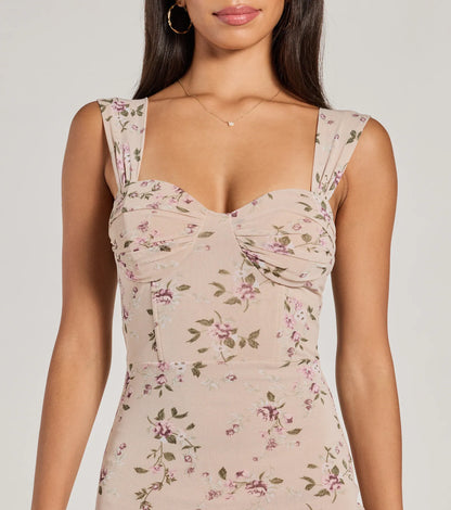 Melonie Corset Ruffled Mermaid Floral Formal Dress