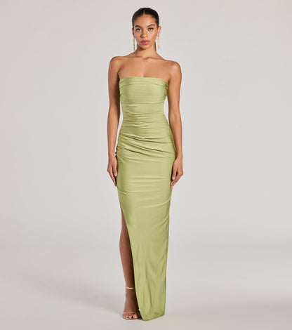 Anisley Strapless High Slit Column Formal Dress