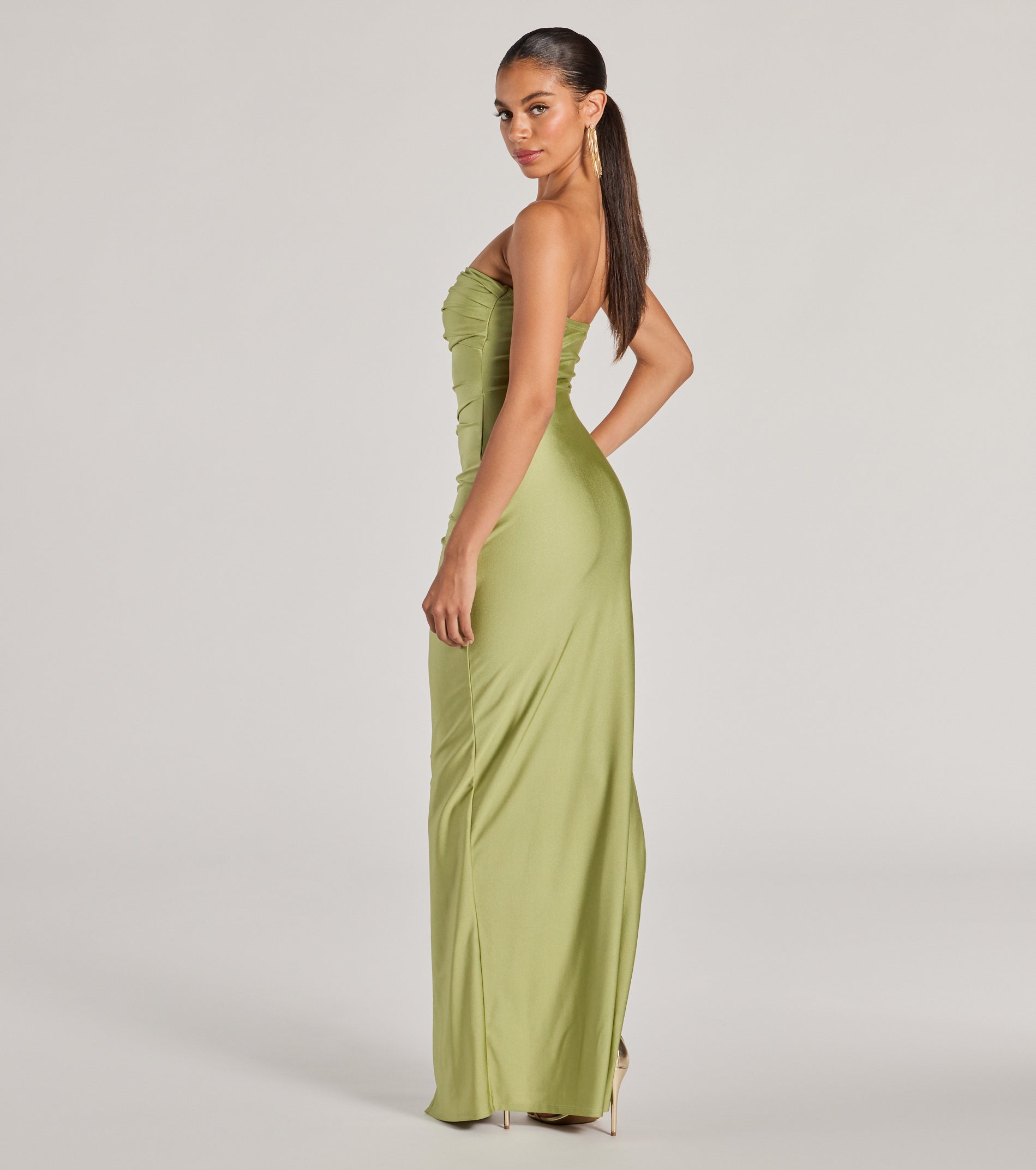 Anisley Strapless High Slit Column Formal Dress