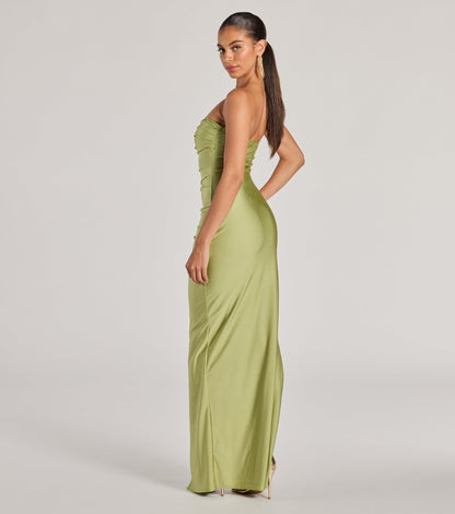 Anisley Strapless High Slit Column Formal Dress
