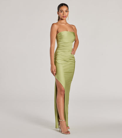 Anisley Strapless High Slit Column Formal Dress