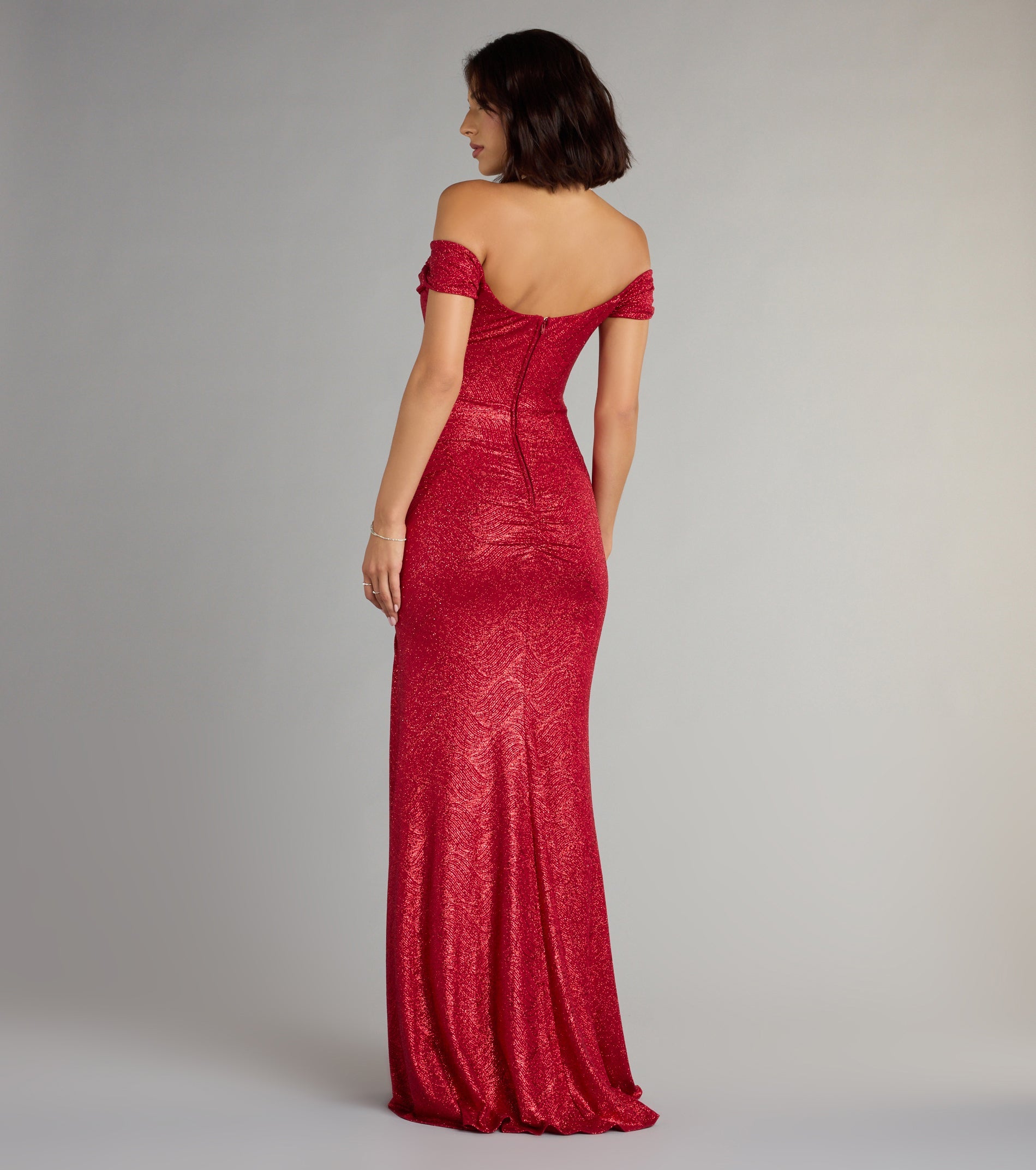 Alina Glitter Off-The-Shoulder Mermaid Formal Dress