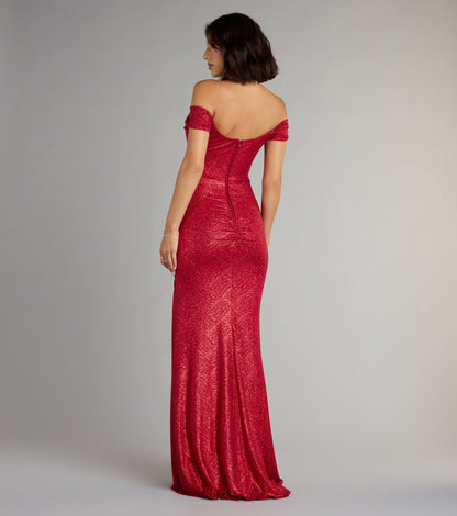 Alina Glitter Off-The-Shoulder Mermaid Formal Dress