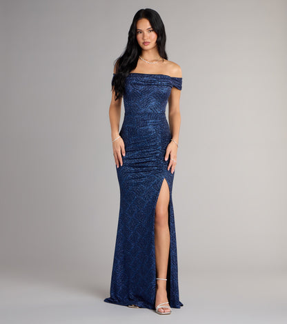 Alina Glitter Off-The-Shoulder Mermaid Formal Dress