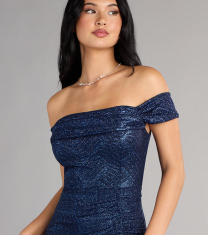Alina Glitter Off-The-Shoulder Mermaid Formal Dress