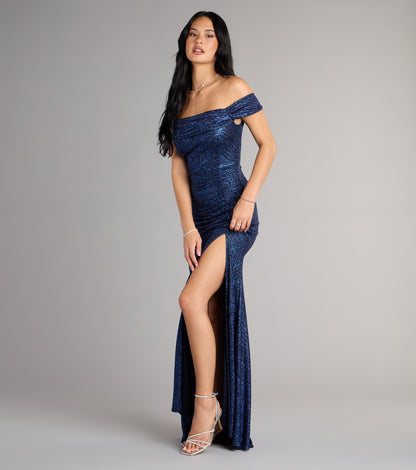 Alina Glitter Off-The-Shoulder Mermaid Formal Dress