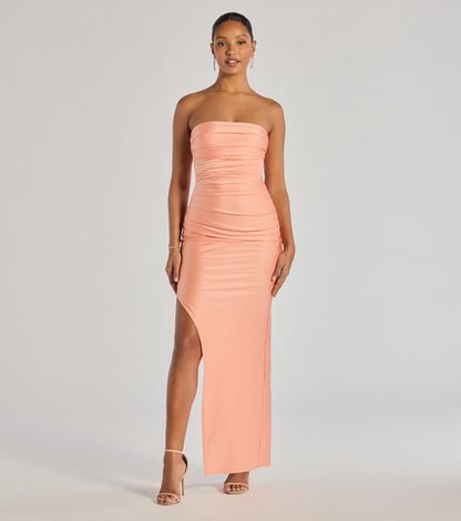 Anisley Strapless High Slit Column Formal Dress