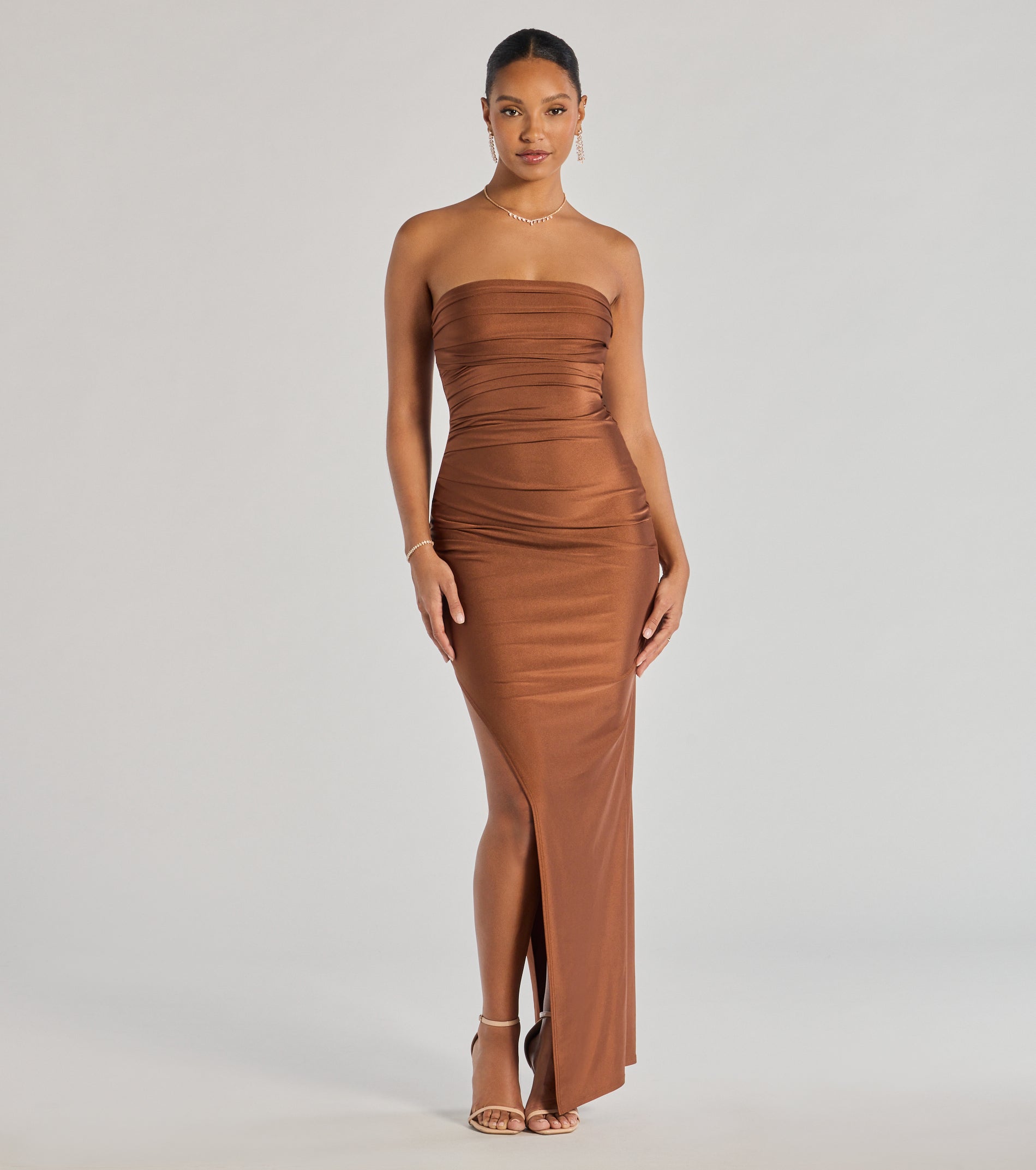 Anisley Strapless High Slit Column Formal Dress