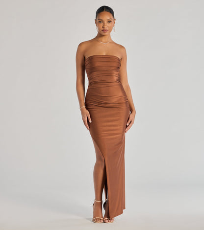 Anisley Strapless High Slit Column Formal Dress