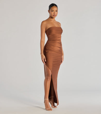 Anisley Strapless High Slit Column Formal Dress