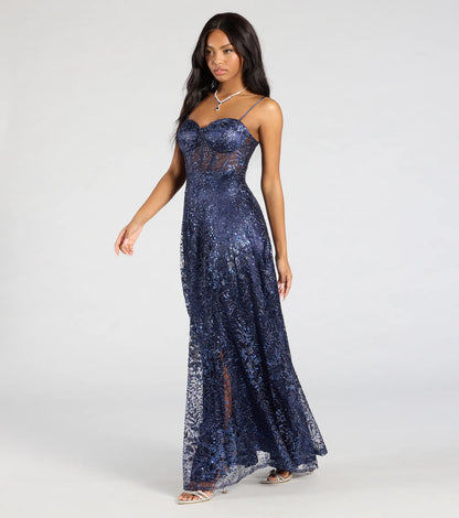 Lauren Sweetheart A-Line Glitter Sequin Dress
