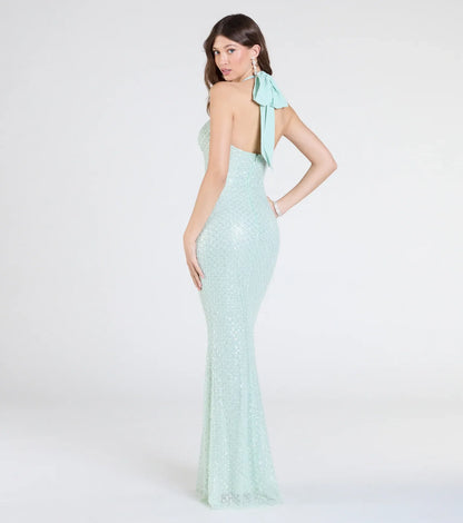 Brenna Halter Mermaid Sequin Formal Dress