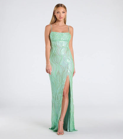 Ashleigh Lace-Up Corset Sequin Formal Dress