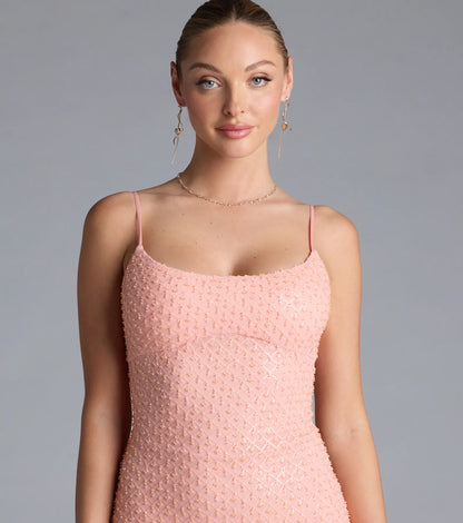 Amal Open Back Mermaid Bead Sequin Formal Dress