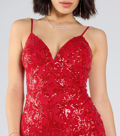 Cecelia Low Back Mermaid Sequin Formal Dress