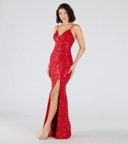 Cecelia Low Back Mermaid Sequin Formal Dress