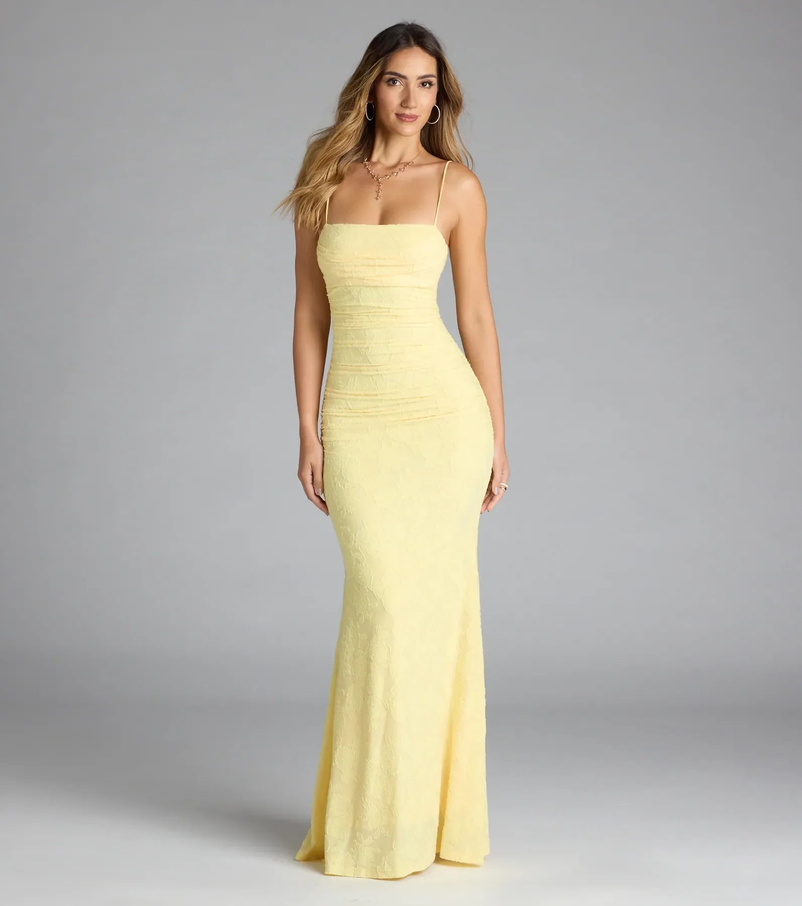 Alba Cowl Neck Mermaid Floral Formal Dress