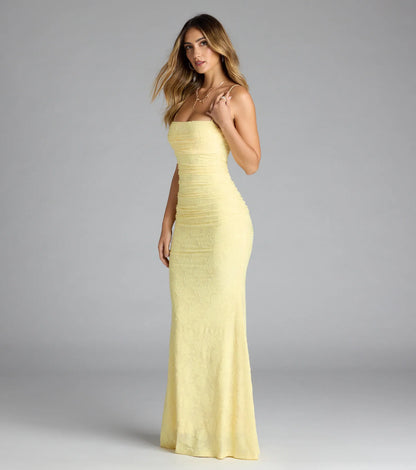 Alba Cowl Neck Mermaid Floral Formal Dress