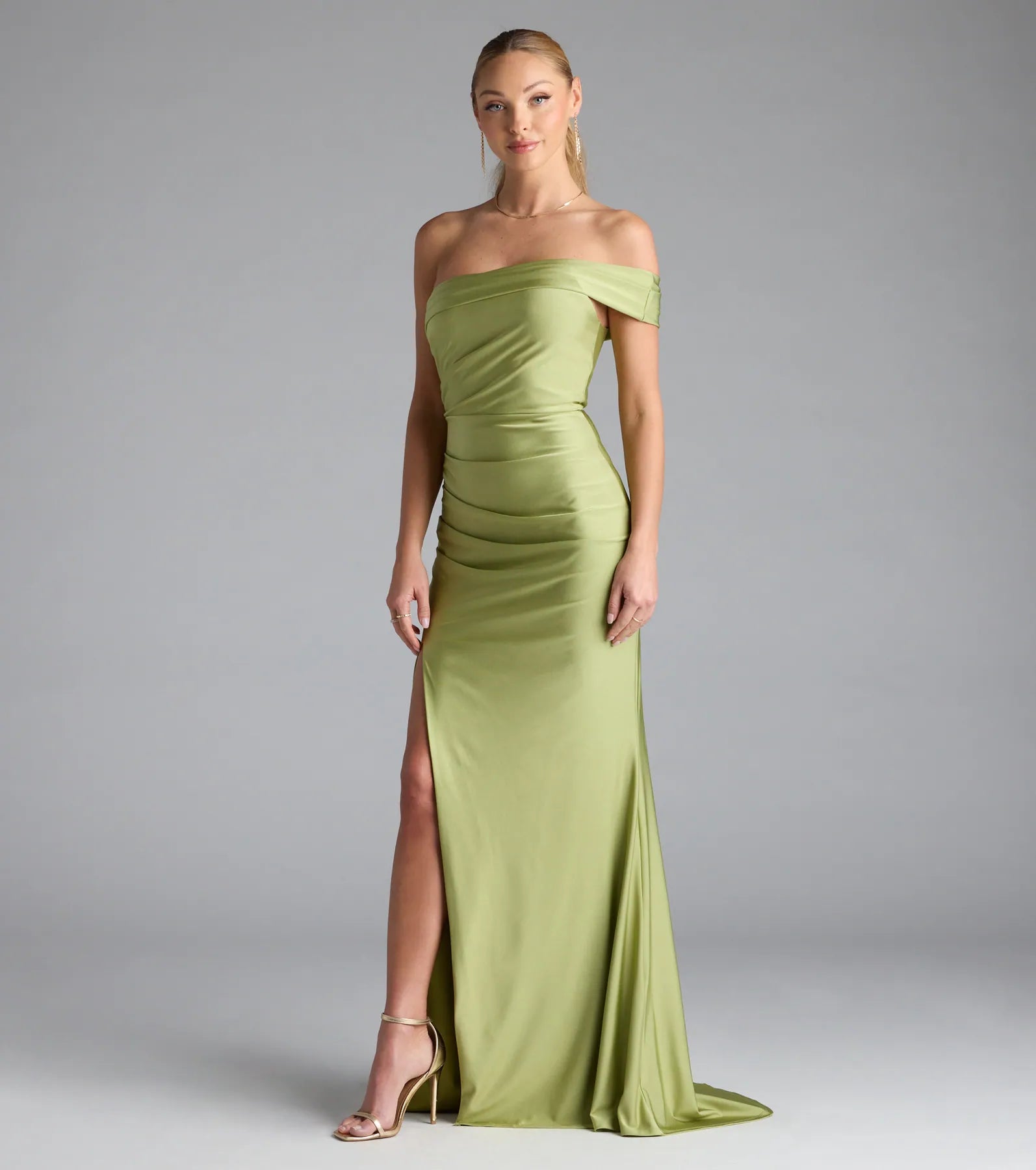 Mona Off-Shoulder Slit Mermaid Formal Dress