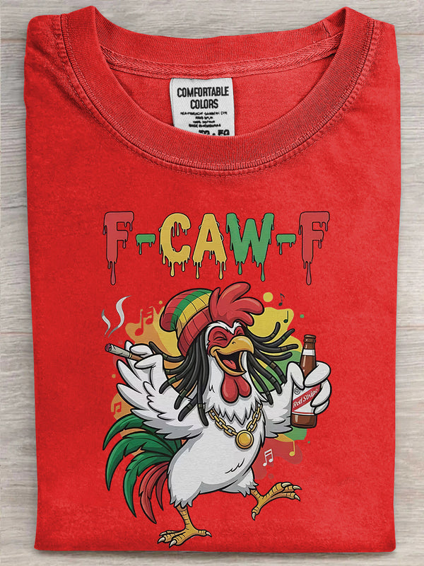 F-Caw-F Funny ChickenPrinted Unisex Oversized T-shirt